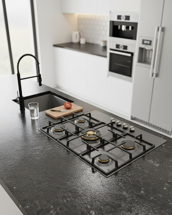 BERTAZZONI - Piano Gas P905CHERNE 90 cm con dual wok centrale - Serie Heritage - doomostore