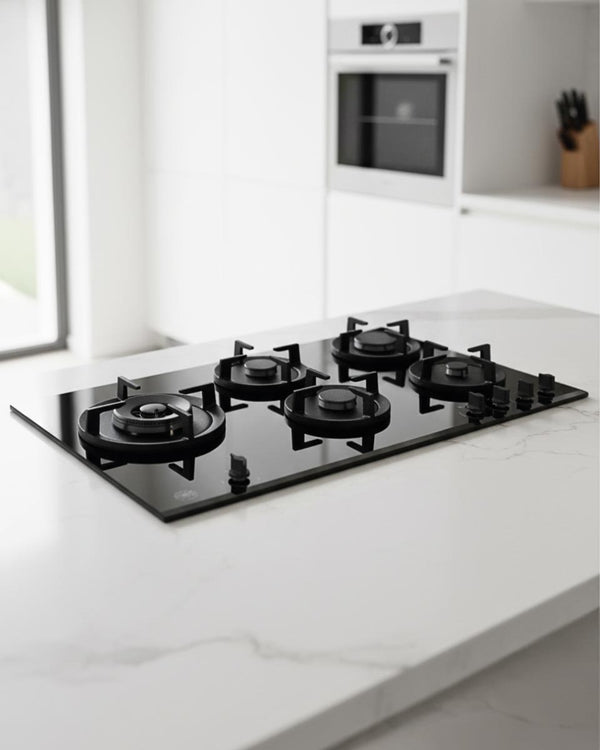 BERTAZZONI - Piano Gas P905LMODGNE 90 cm in cristallo con wok laterale - Serie Modern - doomostore