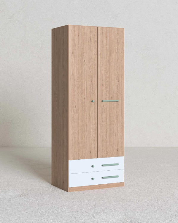 Cameretta Completa Pumba - Virginia/oliva per ragazzi e bambini - Scrittoio Genius - Letto Onda con pediera - Armadio Celeste - Comodino Rima - Mensola Polira - doomostore