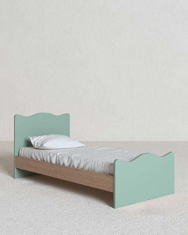 Cameretta Completa Pumba - Virginia/oliva per ragazzi e bambini - Scrittoio Genius - Letto Onda con pediera - Armadio Celeste - Comodino Rima - Mensola Polira - doomostore