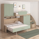 Cameretta a soppalco angolare Dx Aita - Composizione salvaspazio - Vano letto superiore - 2 armadi integrati - Letto estraibile opzionale - Mensola sottoponte opzionale - 7 varianti colore personalizzabile - doomostore