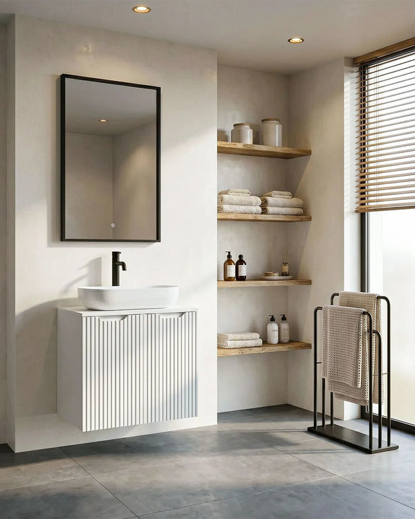 Mobile bagno sospeso RIGA 60 – 2 Ante - Bianco - doomostore