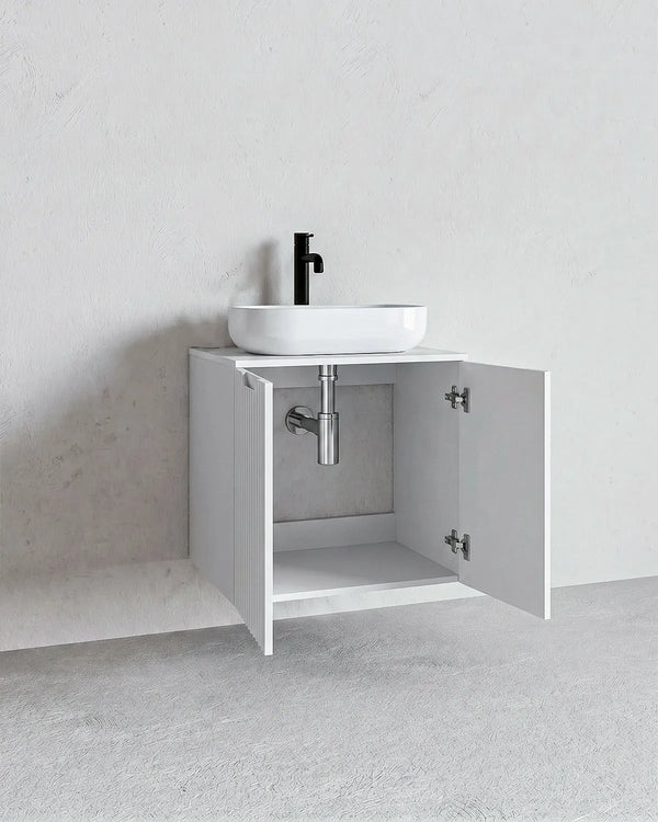 Mobile bagno sospeso RIGA 60 – 2 Ante - Bianco - doomostore