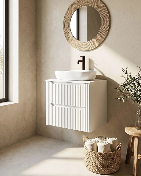 Mobile bagno sospeso RIGA 60 – 2 Cassetti - Bianco - doomostore
