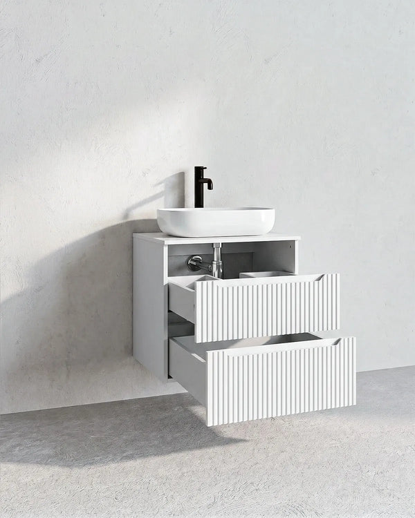 Mobile bagno sospeso RIGA 60 – 2 Cassetti - Bianco - doomostore