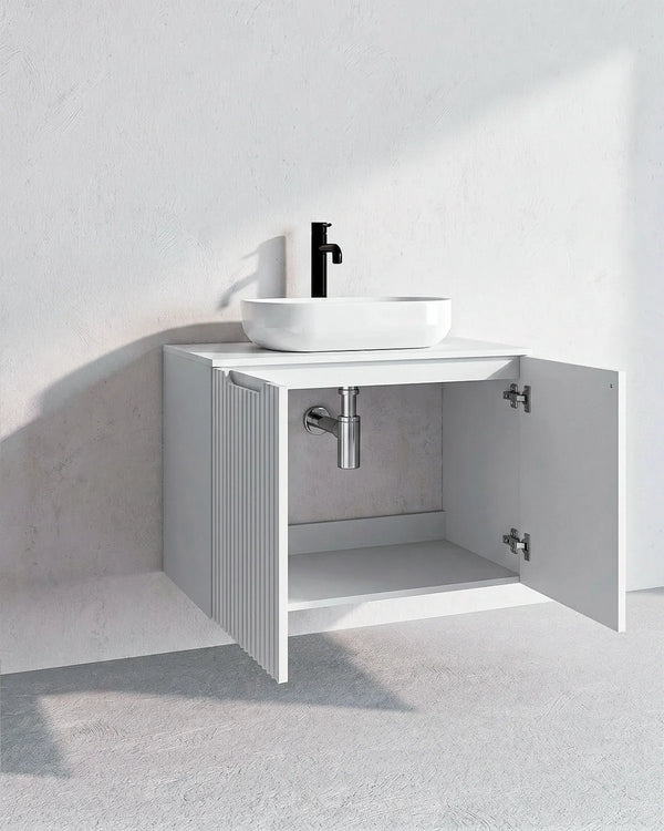 Mobile bagno sospeso RIGA 80 – 2 Ante - Bianco - doomostore