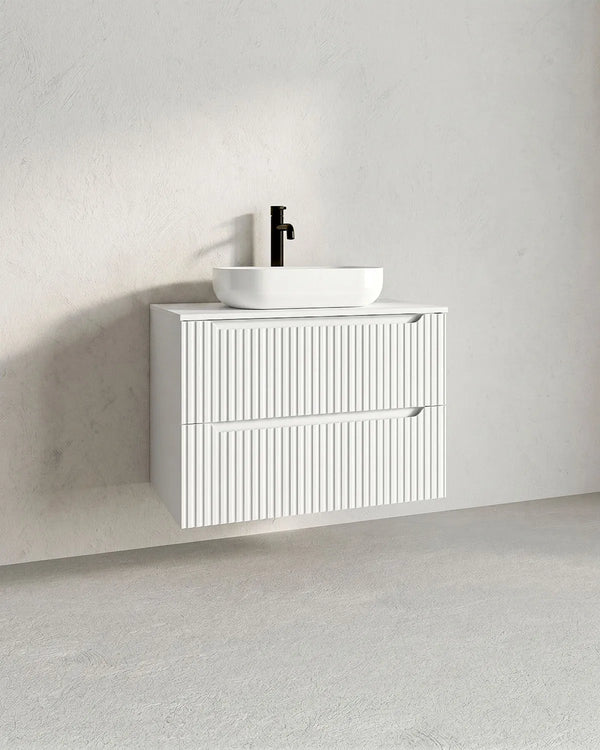 Mobile bagno sospeso RIGA 80 – 2 Cassetti - Bianco - doomostore