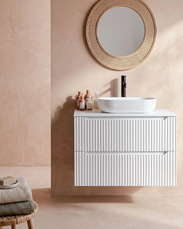 Mobile bagno sospeso RIGA 80 – 2 Cassetti - Bianco - doomostore