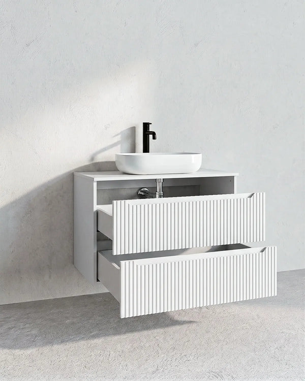 Mobile bagno sospeso RIGA 80 – 2 Cassetti - Bianco - doomostore