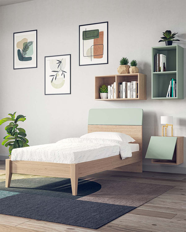 Letto comby con piedi in legno , letto singolo e piazza e mezza +10 colorazioni - doomostore