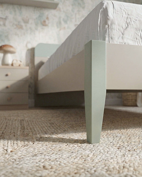 Letto fly con piedi in legno , letto singolo e piazza e mezza +10 colorazioni - doomostore