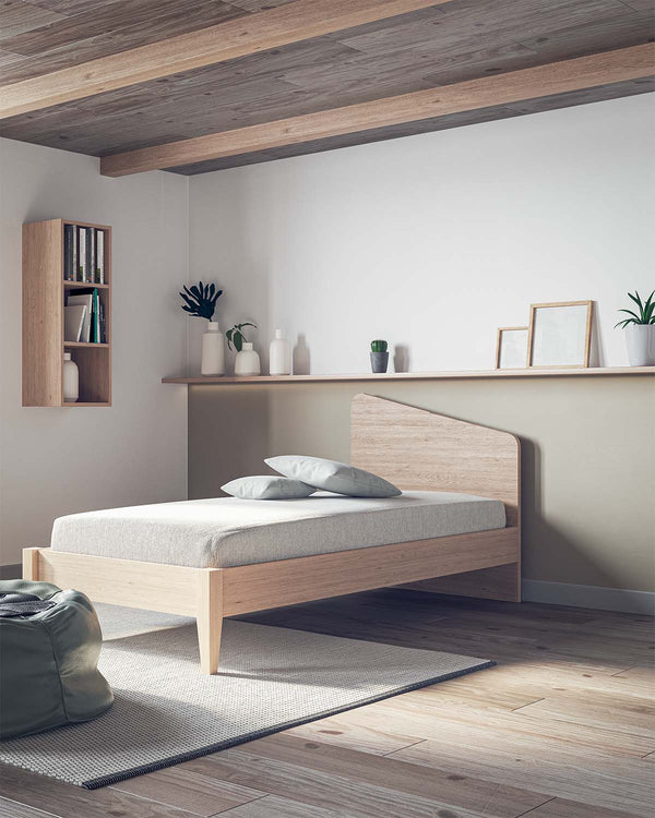 Letto Luna con piedi in legno , letto singolo e piazza e mezza +10 colorazioni - doomostore