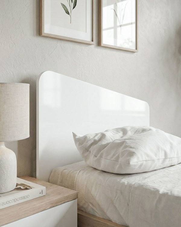 Letto Luna con piedi in legno , letto singolo e piazza e mezza +10 colorazioni - doomostore