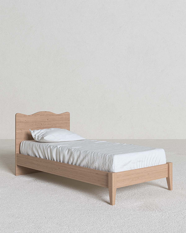 Letto onda con piedi in legno , letto singolo e piazza e mezza +10 colorazioni - doomostore