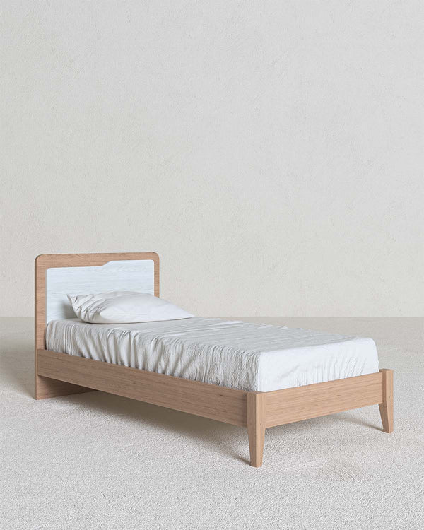 Letto quadro con piedi in legno, letto singolo e piazza e mezza +10 colorazioni - doomostore