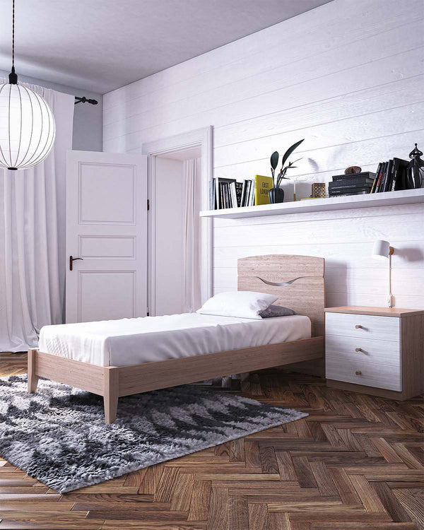 Letto smile con piedi in legno, letto singolo e piazza e mezza +10 colorazioni - doomostore