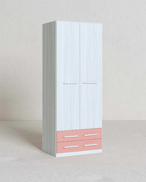 Cameretta Completa Simba - Betulla/Rosa per ragazzi e bambini - Scrittoio Genius Dx - Letto Comby con piedi in legno - Armadio Celeste - Comodino Rima - Mensola Norema - doomostore