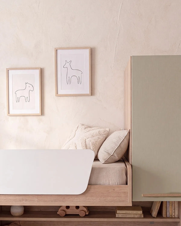 Cameretta a soppalco Sx Rafa - Composizione salvaspazio - Vano letto superiore - 2 armadi integrati - Letto attrezzato con Letto estraibile incluso - Mensola sottoponte inclusa - 7 varianti colore personalizzabile