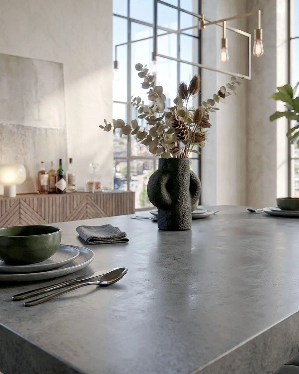 Tavolo MONACO – Tavolo da Pranzo Estensibile 160/240 cm con Allungo Butterfly – Piano Spatolato e Gambe in Metallo Nero - doomostore