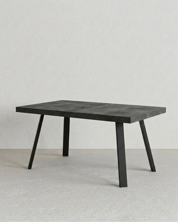 Tavolo MONACO – Tavolo da Pranzo Estensibile 160/240 cm con Allungo Butterfly – Piano Spatolato e Gambe in Metallo Nero - doomostore