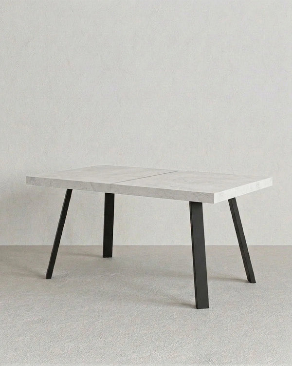 Tavolo MONACO – Tavolo da Pranzo Estensibile 160/240 cm con Allungo Butterfly – Piano Spatolato e Gambe in Metallo Nero - doomostore