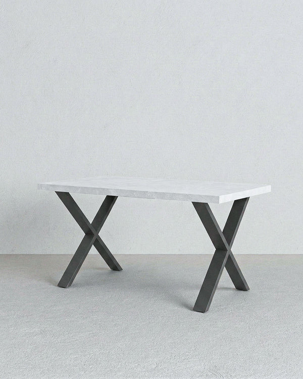 Tavolo VALENCIA – Tavolo da Pranzo Estensibile 160/240 cm con Allungo Butterfly – Piano Spatolato e Gambe in Metallo Nero - doomostore