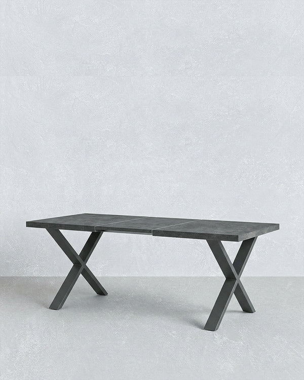 Tavolo VALENCIA – Tavolo da Pranzo Estensibile 160/240 cm con Allungo Butterfly – Piano Spatolato e Gambe in Metallo Nero - doomostore