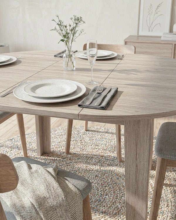 Tavolo RAL – Tavolo da Pranzo Rotondo Estensibile 120/155 cm – Design Moderno in Olmo o Bianco Spatolato - doomostore