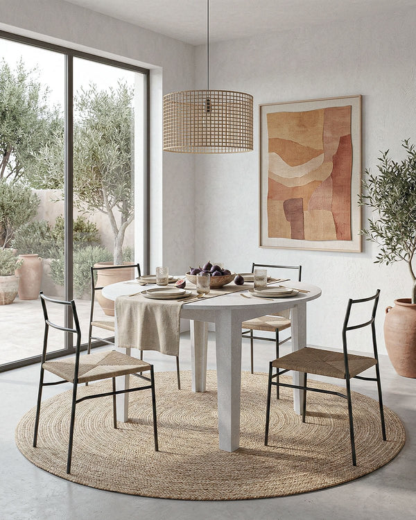 Tavolo RAL – Tavolo da Pranzo Rotondo Estensibile 120/155 cm – Design Moderno in Olmo o Bianco Spatolato - doomostore