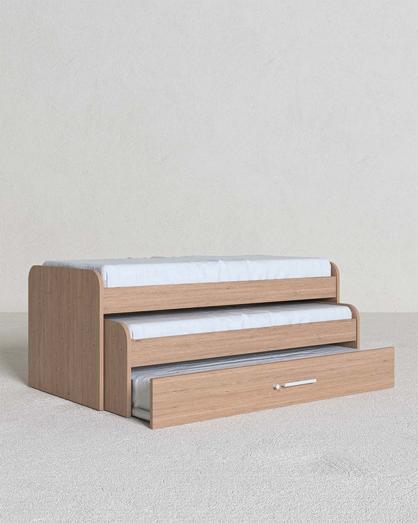 Letto attrezzato Teddy - Letto salvaspazio moderno per cameretta - 2 letti inferiori - 7 varianti colore personalizzabili - Rete a doghe inclusa - doomostore