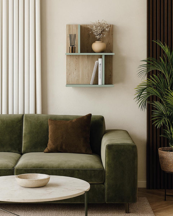 Libreria a muro Thora - Mensola pensile in truciolato color legno - 5 varianti colore dei ripiani - Design compatto e versatile - doomostore