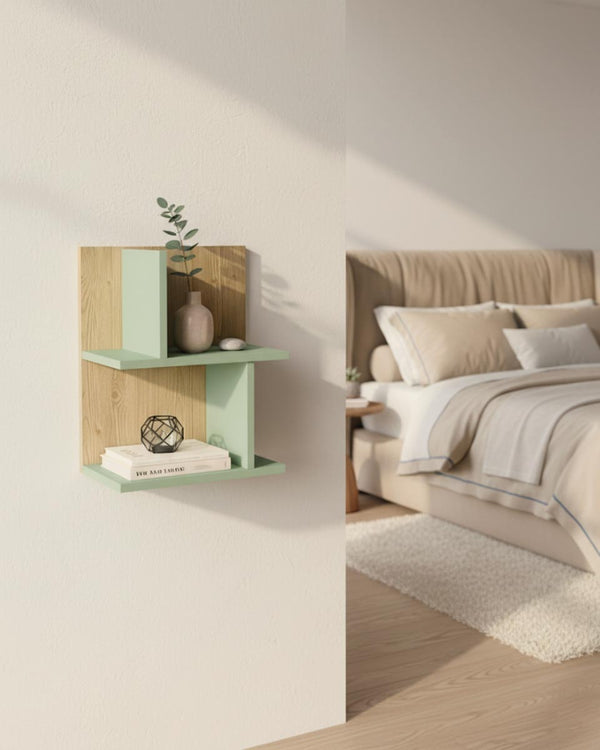 Libreria a muro Tivaro - Mensola pensile in truciolato color legno - 5 varianti colore dei ripiani - Design compatto e versatile - doomostore