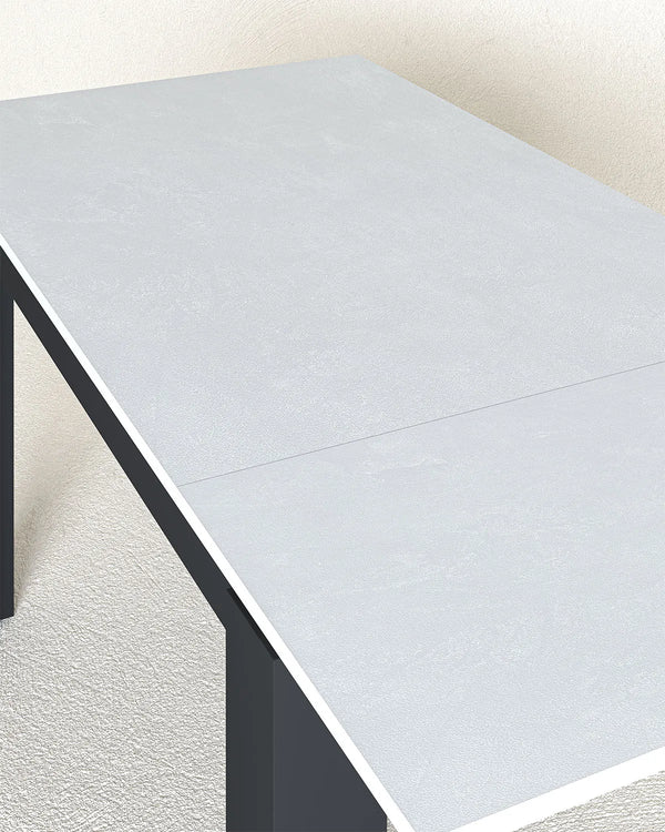 Tavolo RINOS – Tavolo da Pranzo Allungabile Moderno con Piano Bianco Spatolato e Struttura Antracite - doomostore