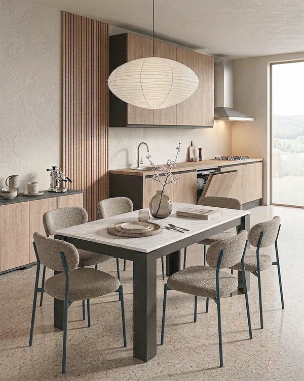 Tavolo RINOS – Tavolo da Pranzo Allungabile Moderno con Piano Bianco Spatolato e Struttura Antracite - doomostore