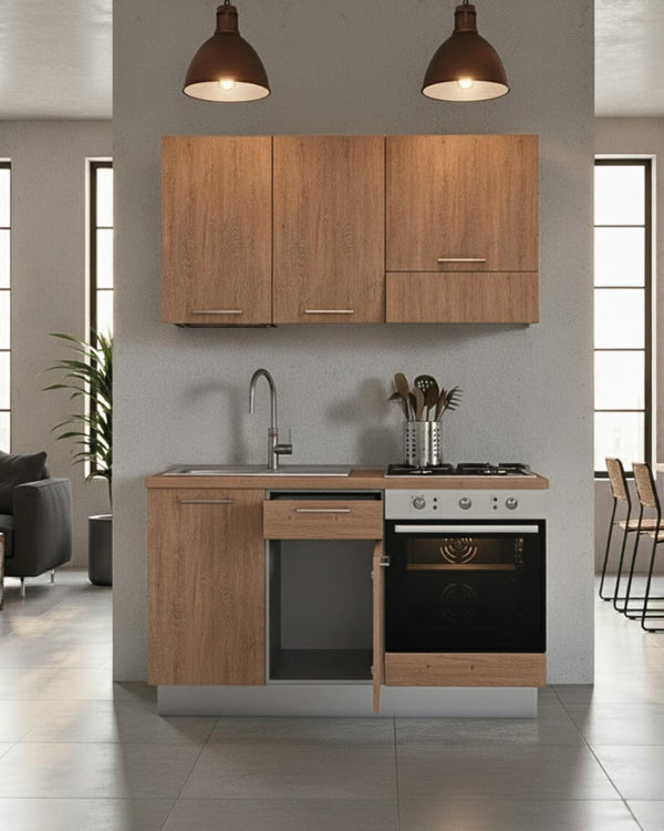 Cucina compatta Uragano - 150 cm Linea Elettra - Cucina moderno per appartamento, B&B e hotel - Personalizzabile in finiture e colori - Personalizzabile in composizione ed accessori - doomostore