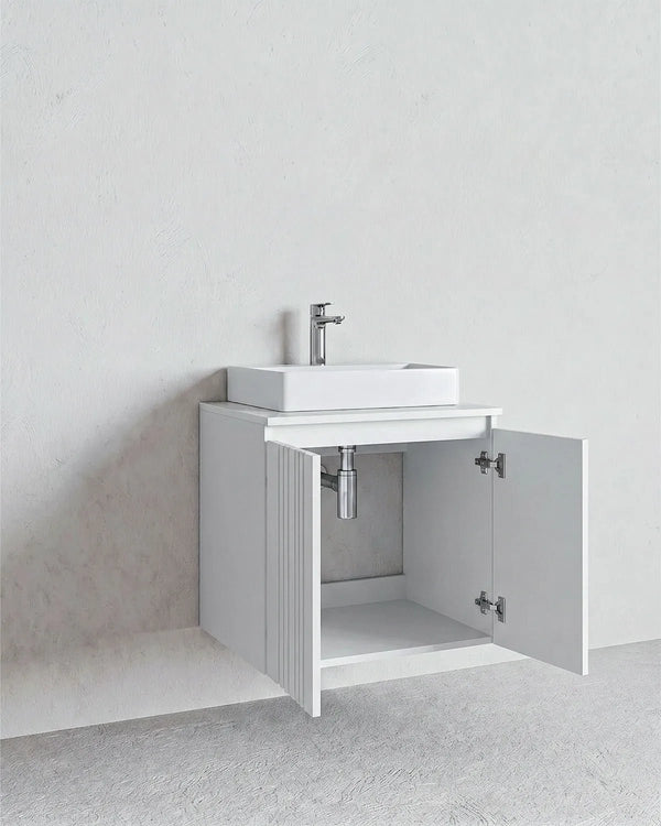 Mobile bagno sospeso VELA 60 – 2 Ante - Bianco - doomostore