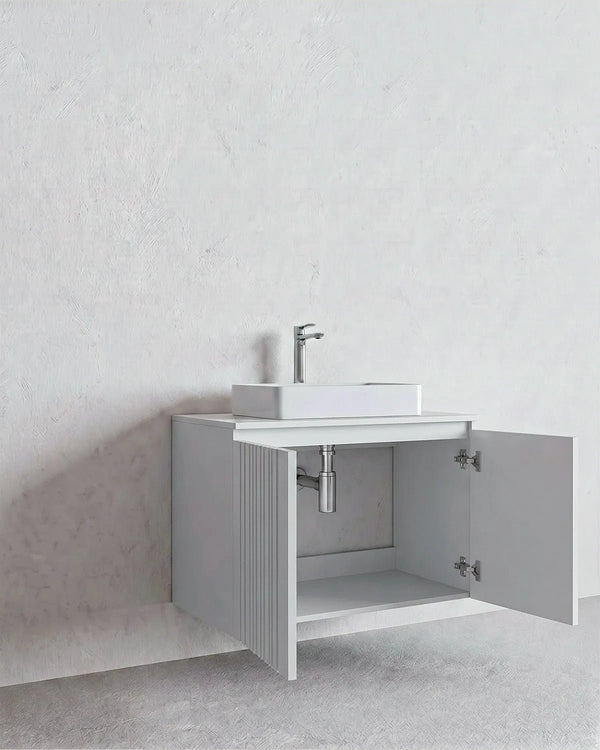 Mobile bagno sospeso VELA 80 – 2 Ante - Bianco - doomostore