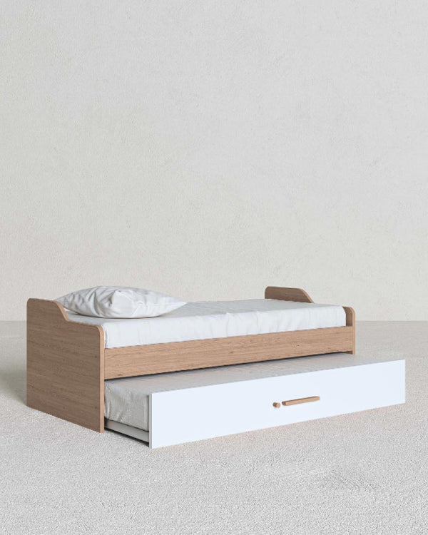 Cameretta Completa Woody - Virginia/Bianco per ragazzi e bambini - Scrittoio Genius Sx - Letto Jonny con letto estraibile - Armadio Ethan - Mensola Norema - doomostore