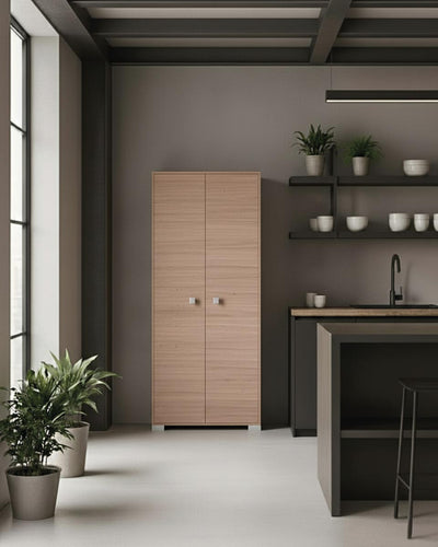 Armadio multiuso Clara 2 ante - Mobile contenitore dispensa salvaspazio - Colore virginia - 5 ripiani interni - 75x180x35 cm