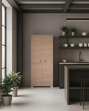 Armadio multiuso Clara 2 ante - Mobile contenitore dispensa salvaspazio - Colore virginia - 5 ripiani interni - 75x180x35 cm_ - doomostore