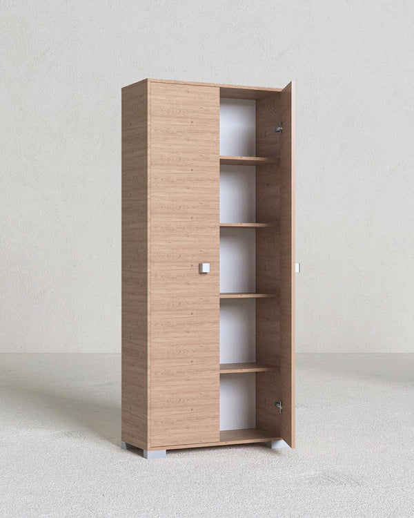 Armadio multiuso Clara 2 ante - Mobile contenitore dispensa salvaspazio - Colore virginia - 5 ripiani interni - 75x180x35 cm - doomostore