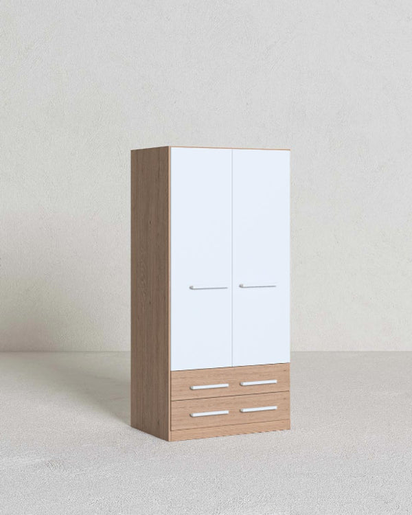 Cameretta Completa Woody - Virginia/Bianco per ragazzi e bambini - Scrittoio Genius Sx - Letto Jonny con letto estraibile - Armadio Ethan - Mensola Norema - doomostore