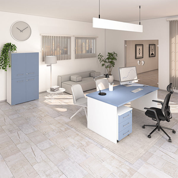 UF02 - Ufficio Operativo completo Bianco/Avio - doomostore