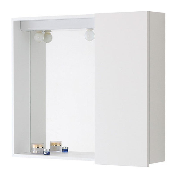 specchiera MONDO L.68cm un'anta completa di plafoniera a due lampade e mensola in vetro - doomostore