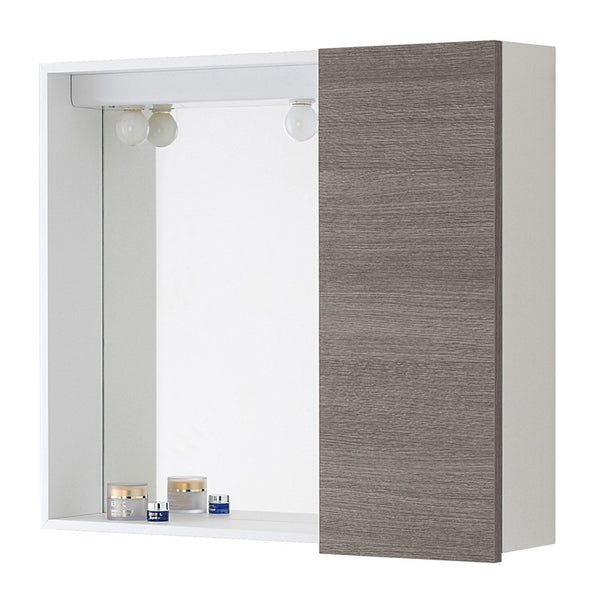 specchiera MONDO L.68cm un'anta completa di plafoniera a due lampade e mensola in vetro - doomostore