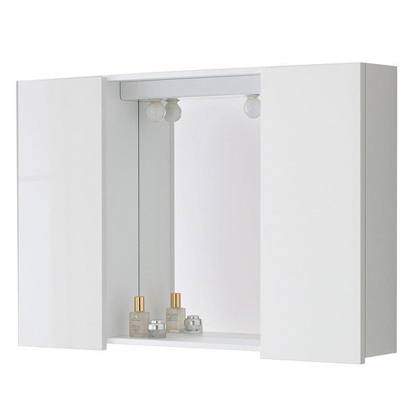 specchiera MONDO L.91cm due ante completa di plafoniera a due lampade - doomostore