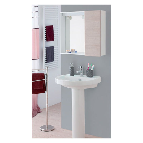 specchiera MONDO L.68cm un'anta completa di plafoniera a due lampade e mensola in vetro - doomostore