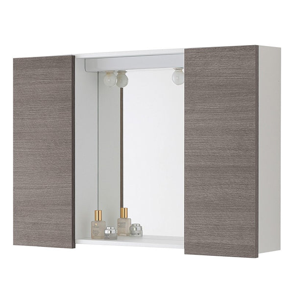 specchiera MONDO L.91cm due ante completa di plafoniera a due lampade - doomostore