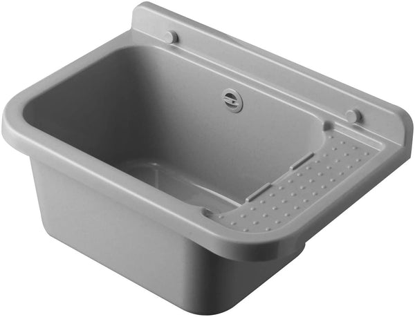Lavandino Pilozzo a Muro Grigio Cemento, Resina per Esterno 50x34h21 - doomostore