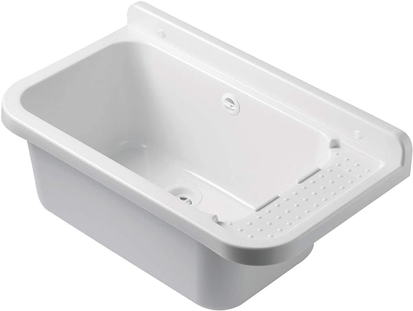 Lavandino Pilozzo a Muro Bianco Perlato , Resina per Esterno 50x34h21 - doomostore